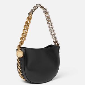 Stella McCartney Frayme Black Shoulder Bag with Gold and Silver Chain